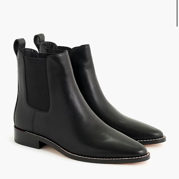 J. Crew Black Leather Chelsea Boots with Contrast Stitching - Picture 1 of 9